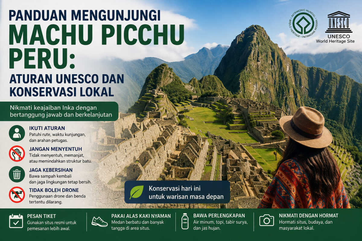 Panduan Machu Picchu Peru dengan aturan UNESCO dan konservasi lokal