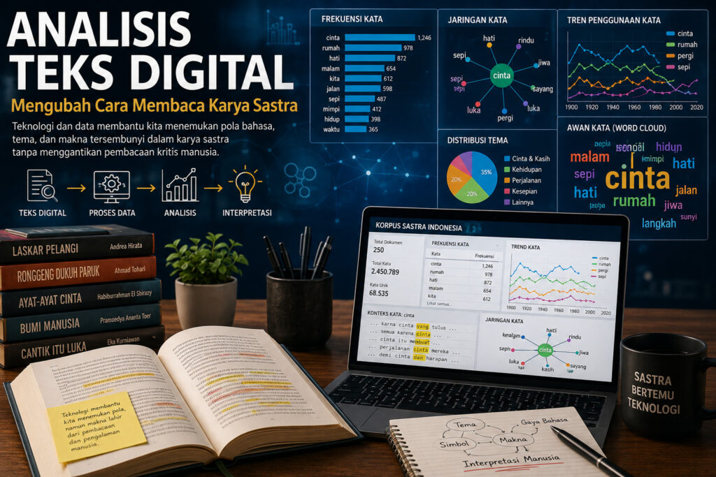 Analisis Teks Digital untuk mengkaji pola bahasa dan tema karya sastra