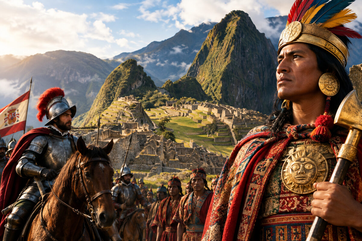 Ilustrasi penyebab hancurnya peradaban Inca di pegunungan Andes